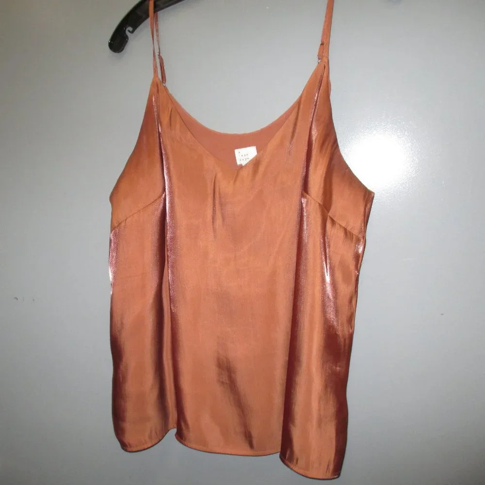 A New Day Women's Blouse Size XXL Brown Color with Lining Strap Shoulder Blouse - Picture 8 of 8